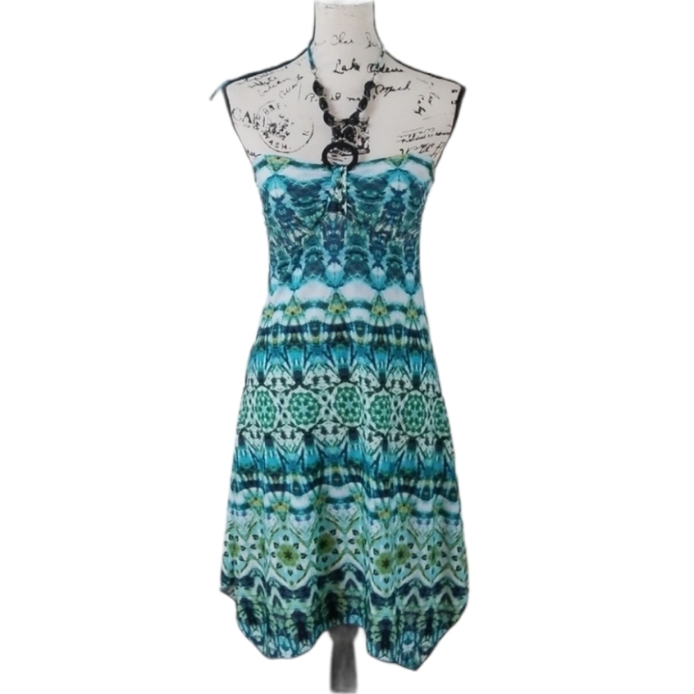 Sienna strapless turquoise Aztec design sundress